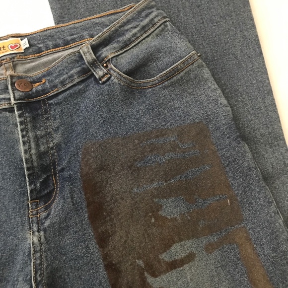 Y2K Blue Jeans Flares With Velour Detail - Picture 7 of 9